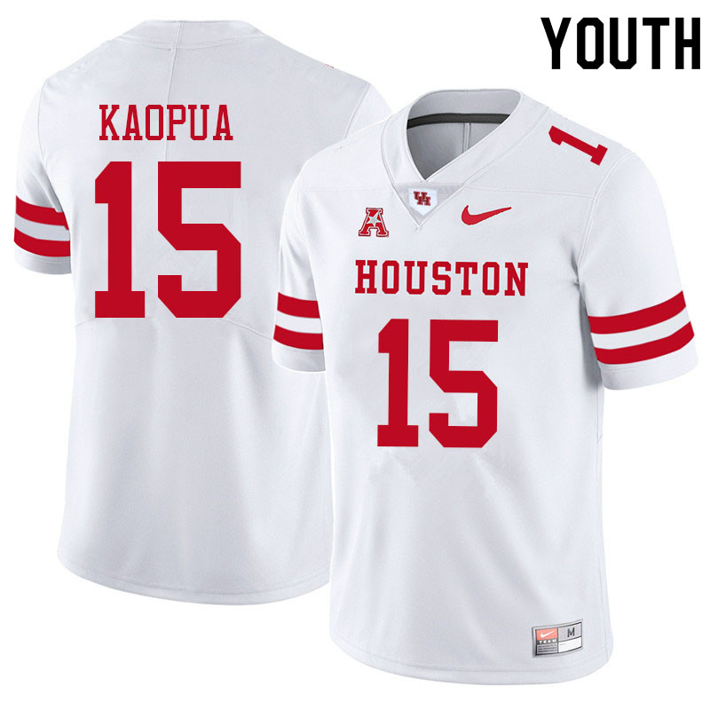 Youth #15 Christian Kaopua Houston Cougars College Football Jerseys Sale-White - Click Image to Close